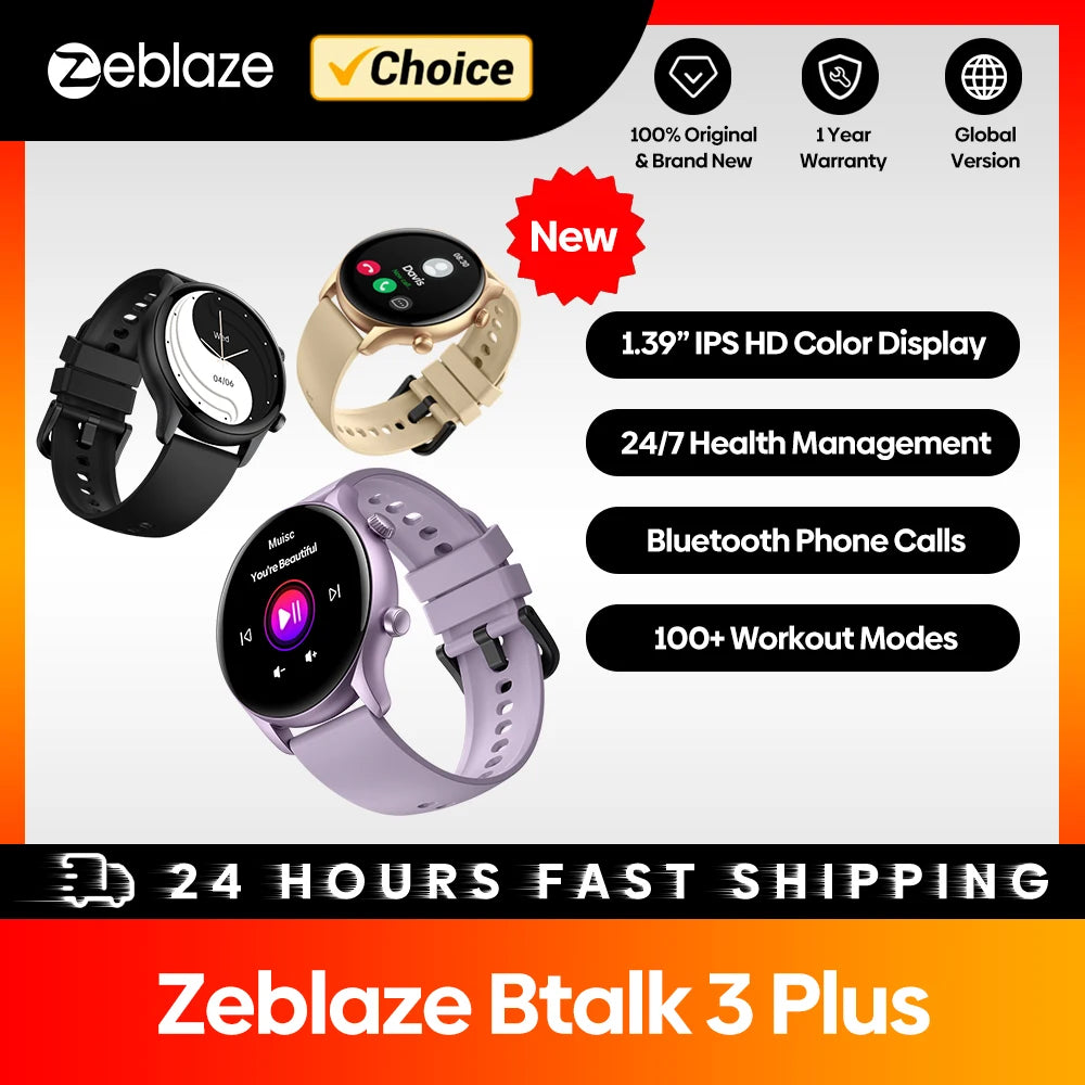 Bluetooth Calling Smartwatch 1.39" HD Display for Fitness