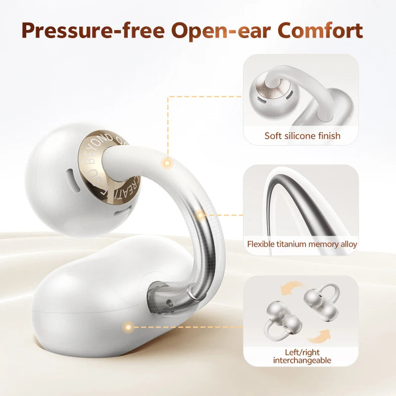 Open-Ear Clip-On Wireless Earbuds – 35H, Bass Boost