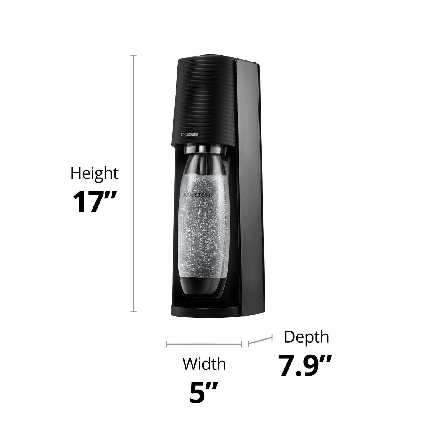SodaStream TERRA Sparkling Water Maker, Value Bundle, CQC CO2 System, Includes 2 Quick Connect 60L CO2 Cylinders, 3 Dishwasher Safe BPA Free Bottles, 2 bubly Flavor Drops, Make your own Pepsi, Black