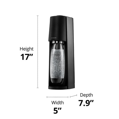 SodaStream TERRA Sparkling Water Maker, Value Bundle, CQC CO2 System, Includes 2 Quick Connect 60L CO2 Cylinders, 3 Dishwasher Safe BPA Free Bottles, 2 bubly Flavor Drops, Make your own Pepsi, Black
