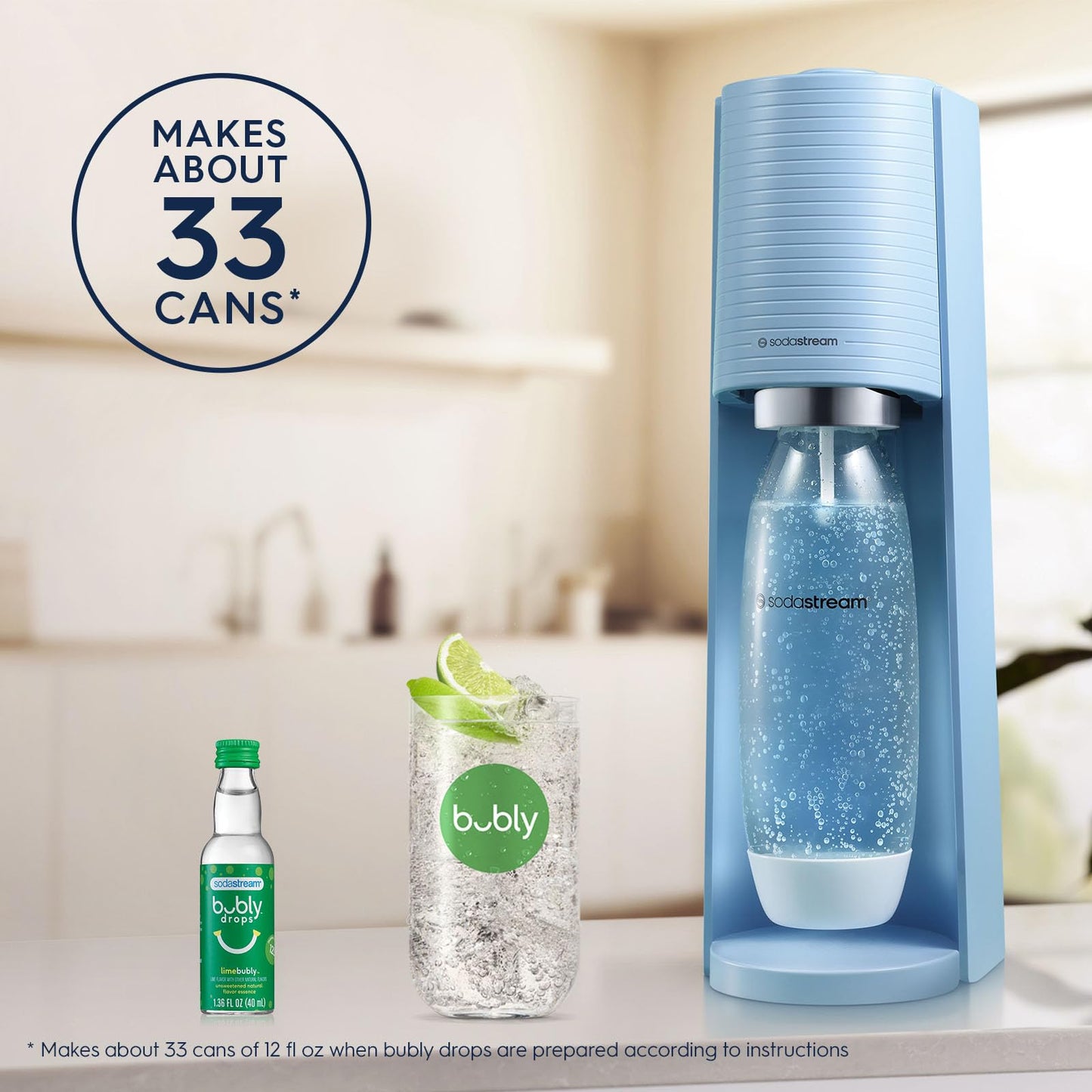 SodaStream TERRA Sparkling Water Maker, Value Bundle, CQC CO2 System, Includes 2 Quick Connect 60L CO2 Cylinders, 3 Dishwasher Safe BPA Free Bottles, 2 bubly Flavor Drops, Make your own Pepsi, Black