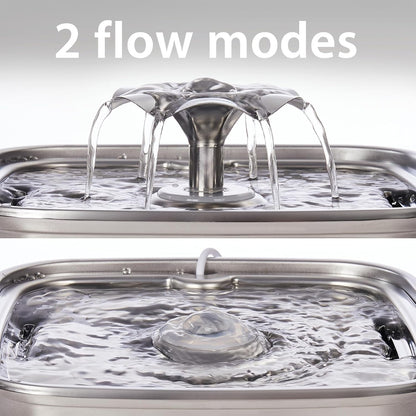 Veken Innovation Award Winner Stainless Steel Cat Water Fountain, 108oz/3.2L Automatic Pet Fountain Dog Water Dispenser with 6 Replacement Filters & Silicone Mat for Cats, Dogs, Multiple Pets (Silver)