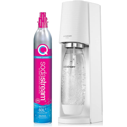SodaStream TERRA Sparkling Water Maker, Value Bundle, CQC CO2 System, Includes 2 Quick Connect 60L CO2 Cylinders, 3 Dishwasher Safe BPA Free Bottles, 2 bubly Flavor Drops, Make your own Pepsi, Black