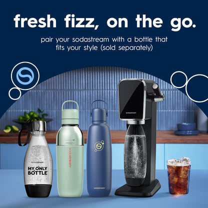 SodaStream TERRA Sparkling Water Maker, Value Bundle, CQC CO2 System, Includes 2 Quick Connect 60L CO2 Cylinders, 3 Dishwasher Safe BPA Free Bottles, 2 bubly Flavor Drops, Make your own Pepsi, Black