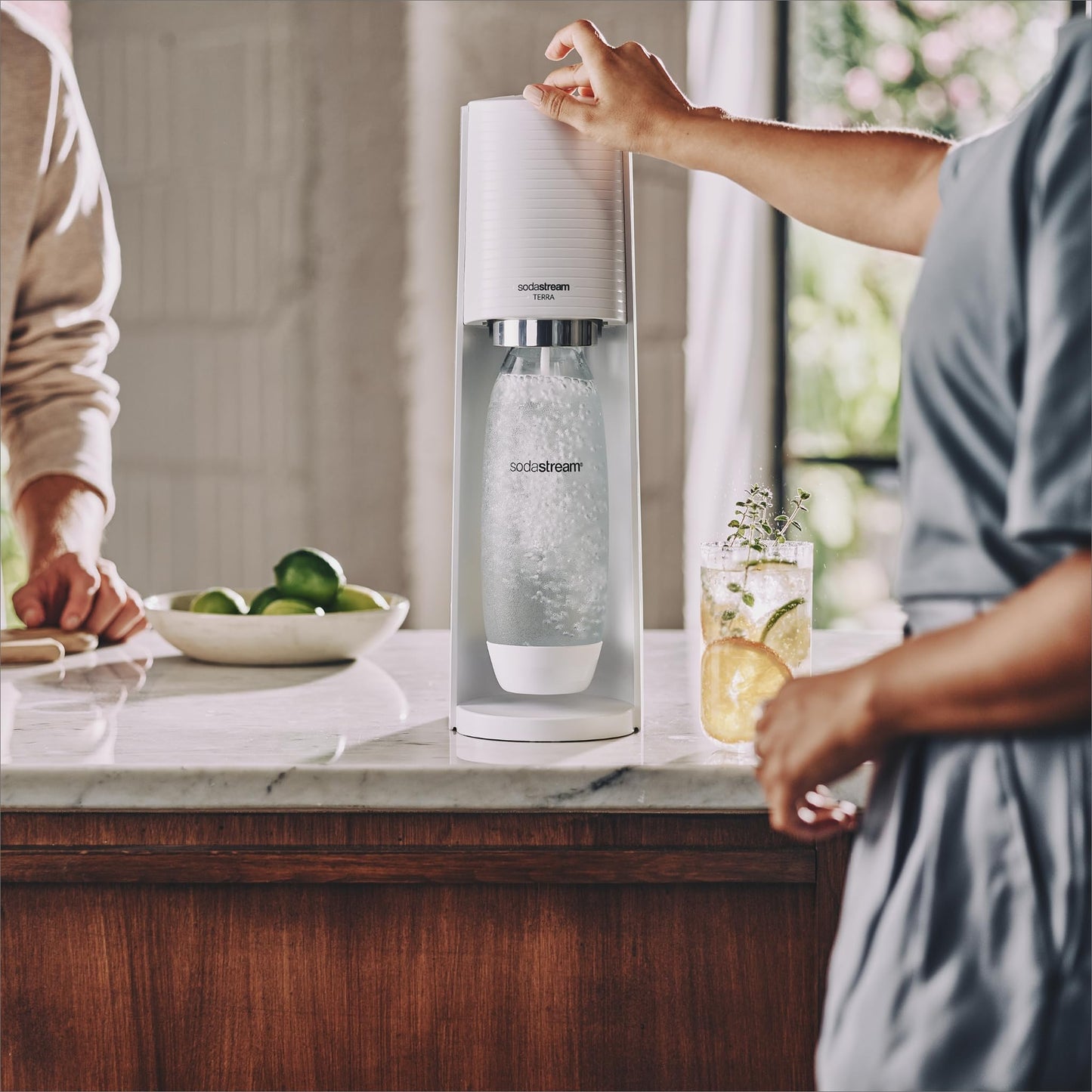 SodaStream TERRA Sparkling Water Maker, Value Bundle, CQC CO2 System, Includes 2 Quick Connect 60L CO2 Cylinders, 3 Dishwasher Safe BPA Free Bottles, 2 bubly Flavor Drops, Make your own Pepsi, Black