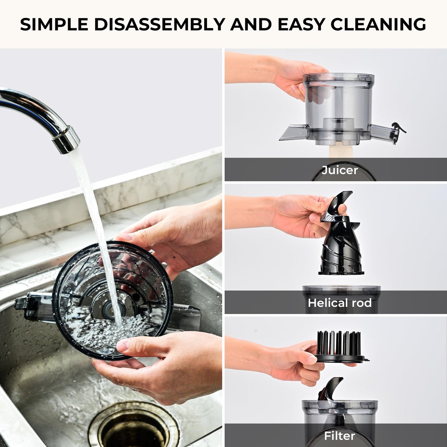 SUSTEAS Cold Press Juicer, 300W, 5.3" Large Feed Chute, 1.5L Capacity, Automatic Feeding, High Yield, Easy to Clean, Ideal for Whole Fruits & Vegetables, Black | Cold Press Juicer for 50oz Capacity Juice Extractor, High Juice Yield, Easy to Clean，Masticat