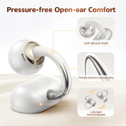 Open-Ear Clip-On Wireless Earbuds – 35H, Bass Boost